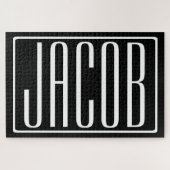 Puzzle Bold & Modern Your name or Word | White On Black (Horizontal)