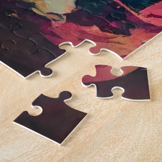 Puzzle Bold Pink Hibiscus et femme Portrait Abstrait (Côté)