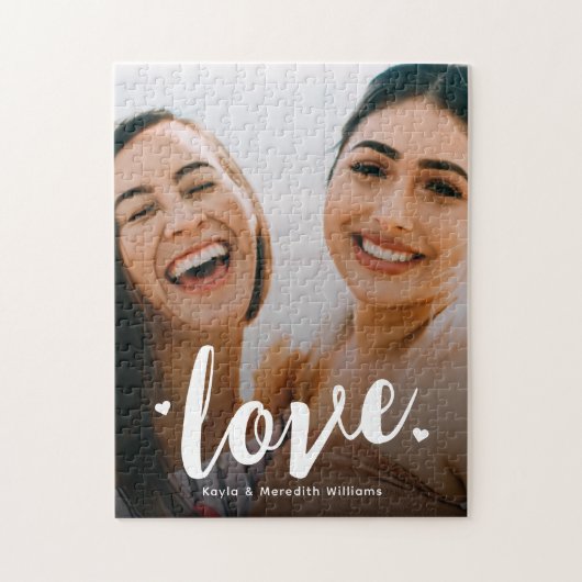 Puzzle Bold Script Love Sisters BFF Family Photo (Vertical)