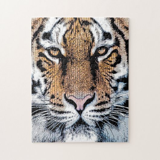 Puzzle Bold Tiger Portrait Graphic Press Style (Vertical)