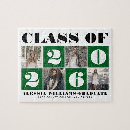 Puzzle Bold typography Class of 2026 photo collage green (Horizontal)