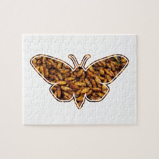 Puzzle Bombyx Mori Silk Moth Cycle de vie Silhouette (Horizontal)