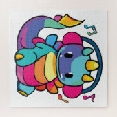 Puzzle Bon dragon avec écouteurs écoutant de la musique. (Horizontal)