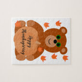 Puzzle Bon thanksgiving mignon Ours Teddy Citrouille Feui (Horizontal)