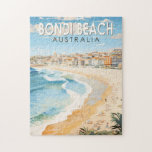 Puzzle Bondi Beach Australie Travel Art Vintage<br><div class="desc">Bondi Beach dans un style vectoriel. Le croissant de sable blanc de Bondi est l'une des plages les plus emblématiques d'Australie.</div>