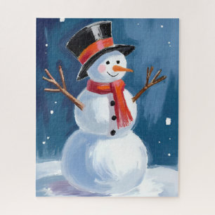 Puzzle Bonhomme de neige aquarelle d'hiver