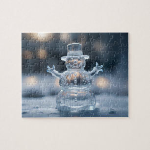 Puzzle bonhomme de neige et lumières de Noël