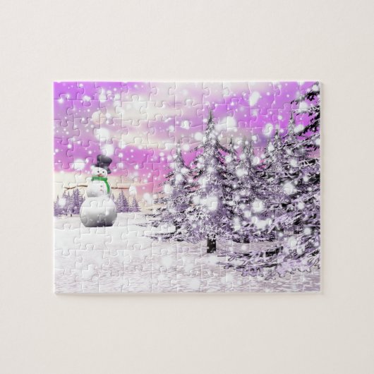 Puzzle Bonhomme de neige heureux pour Noël (Horizontal)