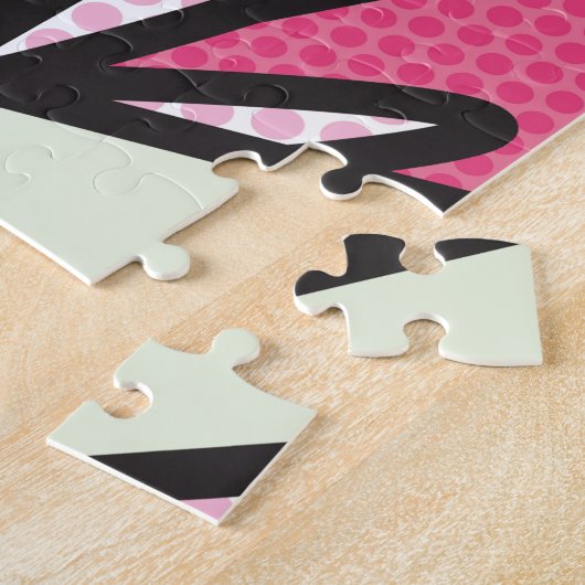 Puzzle BONJOUR D'ANNIVERSAIRE Fun Retro Comic Book Pink (Côté)