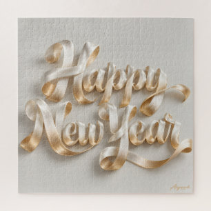 Puzzle Bonne année lettrage ruban de soie