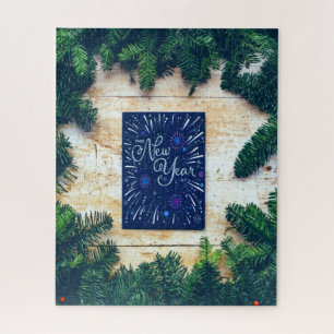 Puzzle Bonne année Pin bleu et vert