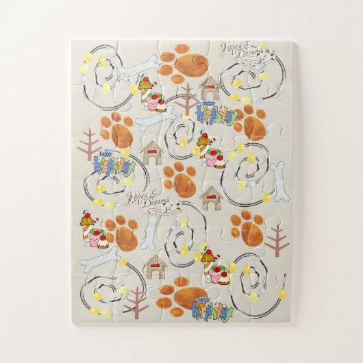 Puzzle Bonne fête d'anniversaire pour un chienCupcake Jig (Vertical)