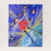 Puzzle Bonne fille avec les oiseaux - Amis (Vertical)