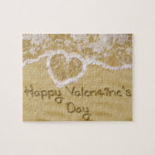 Puzzle "Bonne Saint Valentin" Coeur écrit dans le sable (Horizontal)