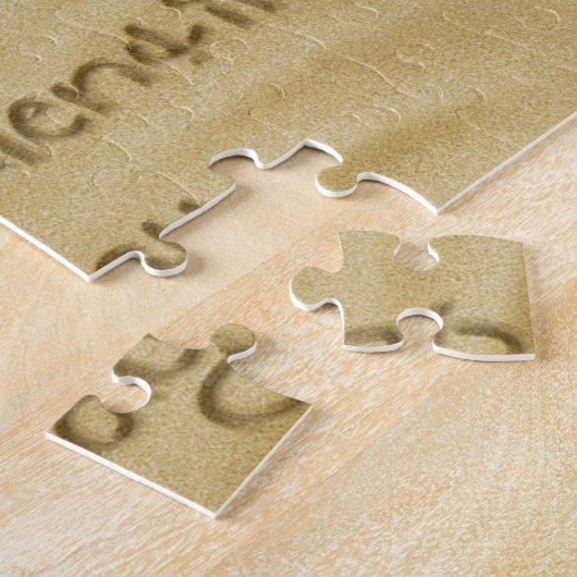 Puzzle "Bonne Saint Valentin" Coeur écrit dans le sable (Côté)