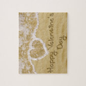 Puzzle "Bonne Saint Valentin" Coeur écrit dans le sable (Vertical)