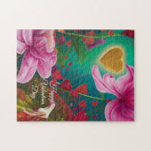 Puzzle Bonne Saint Valentin - Fleurs et Coeurs roses (Horizontal)