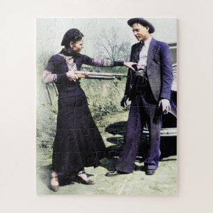 Puzzle Bonnie et Clyde s'amusant 1934 Couleur Redux