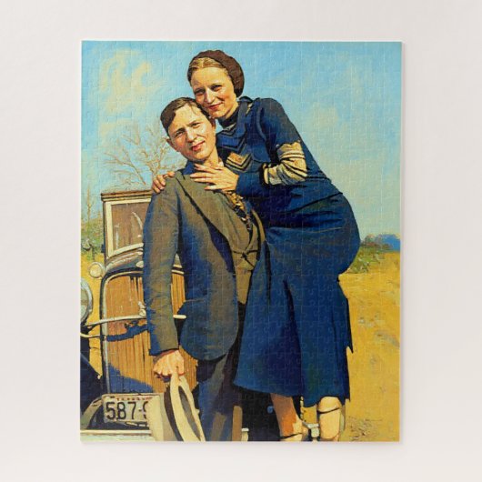 Puzzle Bonnie Parker Clyde Barrow 1933 Peinture Faux (Vertical)