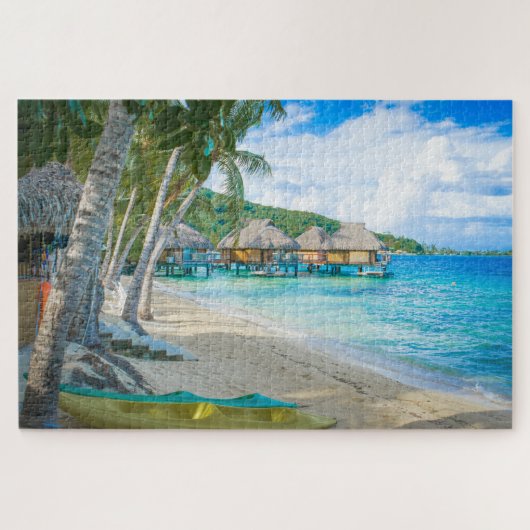 Puzzle Bora Bora Tahiti Beach Bungalows sur l'eau Océan (Horizontal)