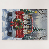 Puzzle Border Collie Christmas Red Truck Holiday (Horizontal)