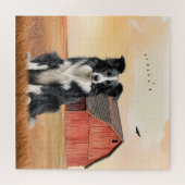 Puzzle Border Collie Dog and Red Barn Ranch (Horizontal)