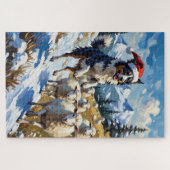 Puzzle Border Collie Herding Christmas Snowballs Hat (Horizontal)