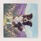Puzzle Border Collie Heureux Champ de Lavande (Horizontal)