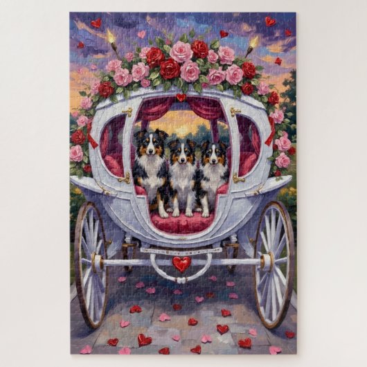 Puzzle Border Collie Saint-Valentin (Vertical)