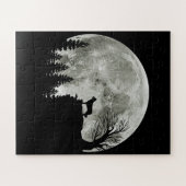 Puzzle Border Collie silhouette On Mountain Halloween Dog (Horizontal)