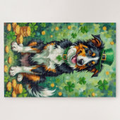 Puzzle Border Collie St Patrick’s Day Lucky Dog (Horizontal)