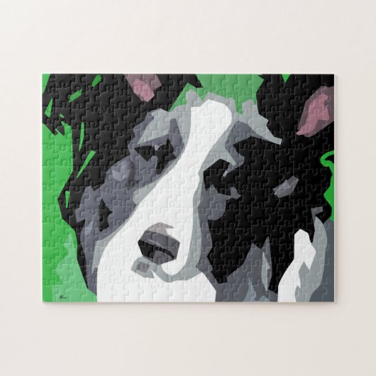 Puzzle Bordure Collie Chien Abstrait (Horizontal)