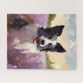 Puzzle Bordure Collie dans le champ Lavender (Horizontal)