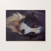 Puzzle Bordure Collie Mouton Chien Portrait Peinture (Horizontal)