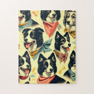 Puzzle Bordure vintage Collie sans fil