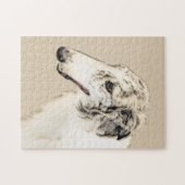 Puzzle Borzoi (Argent Brindle) Peinture Chien Art origina (Horizontal)