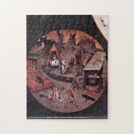 Puzzle Bosch - Tableau avec des scènes des sept péchés (Vertical)