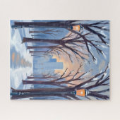 Puzzle Boston Common Winter Snowfall Watercolor (Horizontal)