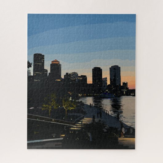 Puzzle Boston Seaport Sunset City Skyline (Vertical)
