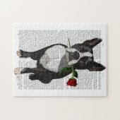 Puzzle Boston Terrier avec Rose dans la bouche (Horizontal)