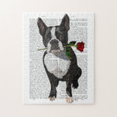Puzzle Boston Terrier avec Rose dans la bouche (Vertical)