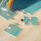 Puzzle Boston Terrier Beach Surfing Peinture (Côté)