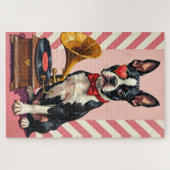 Puzzle Boston Terrier Dapper Valentine's Day Monocle (Horizontal)