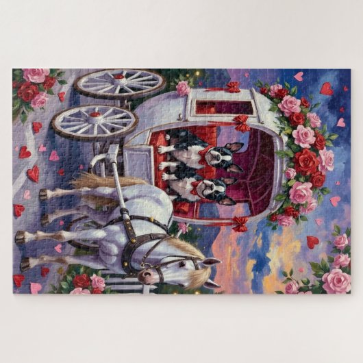 Puzzle Boston Terrier  Dog Valentine's Day (Horizontal)