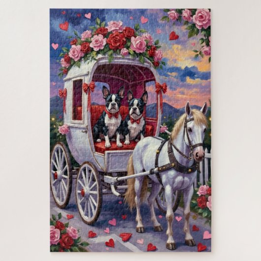 Puzzle Boston Terrier Dog Valentine's Day (Vertical)