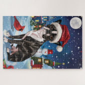 Puzzle Boston Terrier Dog Winter Wonderland Noël Joie (Horizontal)