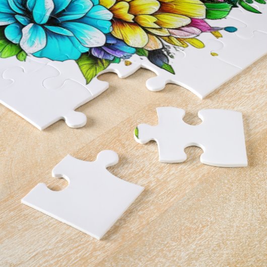 Puzzle Boston Terrier et Fleurs (Côté)