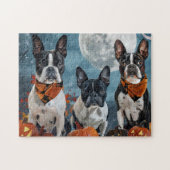 Puzzle boston terrier Halloween Éffrayant (Horizontal)