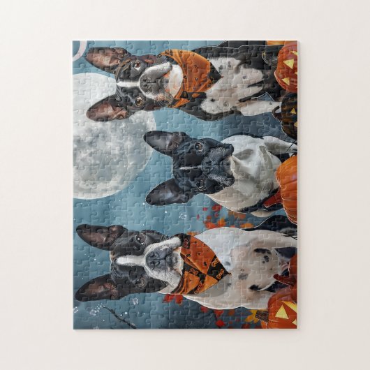 Puzzle boston terrier Halloween Éffrayant (Vertical)