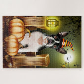 Puzzle Boston Terrier Halloween Jigsaw Puzzle. (Horizontal)